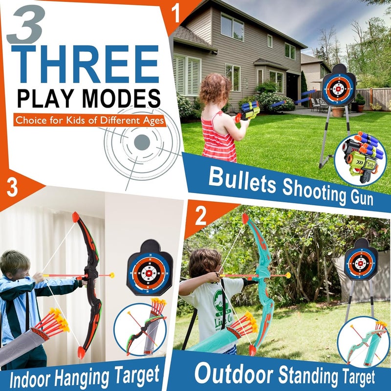 TWFRIC 2 Pack Bow and Arrow for Kids Sports and Outdoor Play Toys Archery Set with LED Light Up 16 Arrows 1 Standing Target 2 Quiver Indoor Outdoors Toy for Age 3-12 Year Old Boy Girl Gift - Image 5